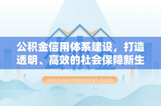 平原公积金信用体系建设，打造透明、高效的社会保障新生态